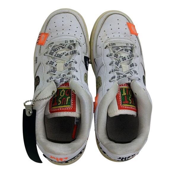Nike Air Force 1 Girls Low Cut 'Just Do It' White Sneakers - Size 5Y - Picture 5 of 7